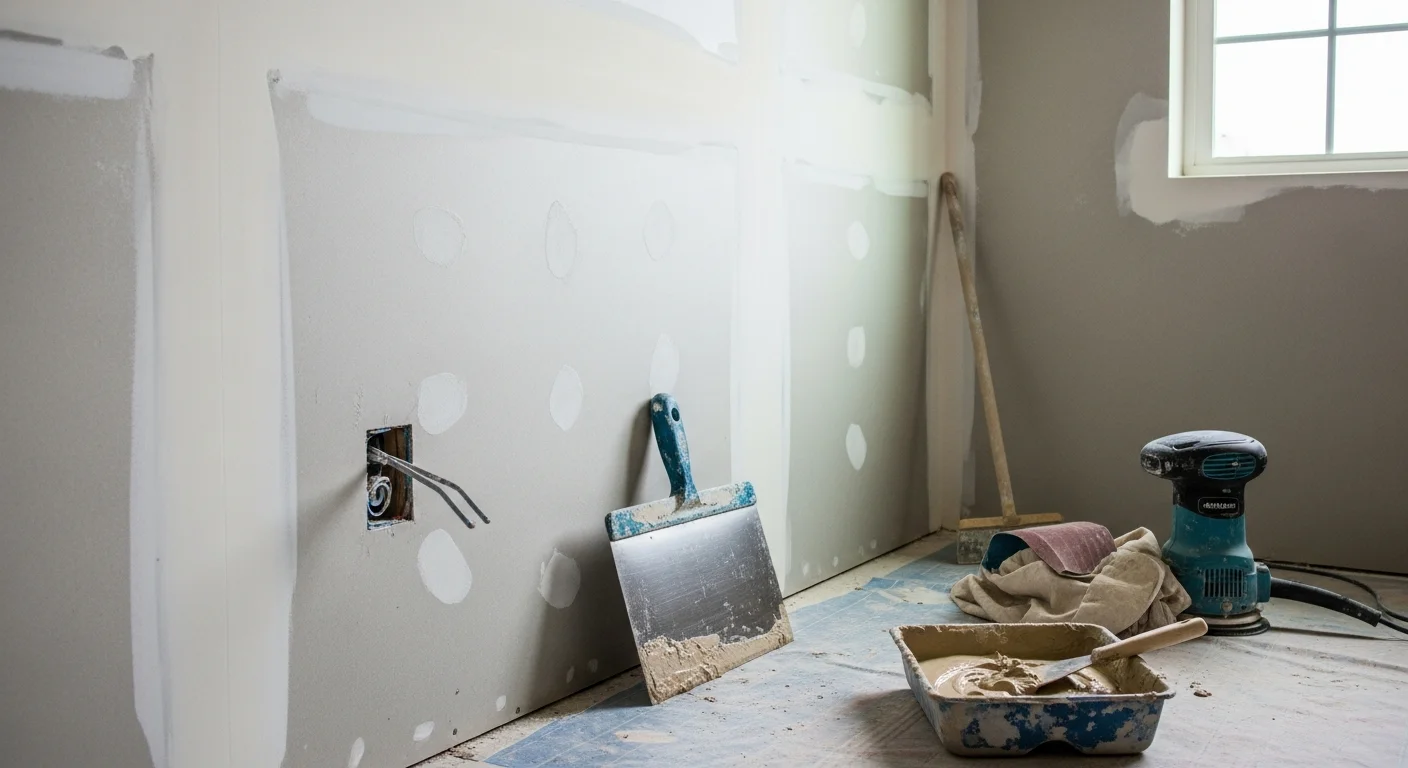 A freshly finished interior wall in a Land O Lakes home showing smooth, seamless drywall ready for paint. The surface is free of visible seams or texture inconsistencies after professional taping and sanding.
