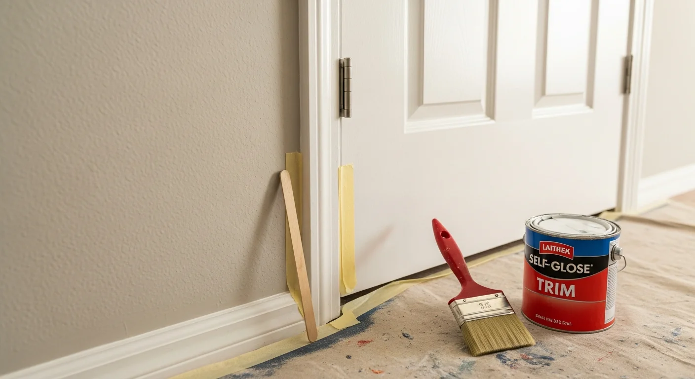 Freshly painted bright white exterior trim framing the windows and front entry of a single-family home in Land O' Lakes, Florida. Clean paint lines contrast against the home's siding with no visible chips or fading.